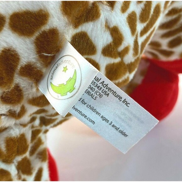 Giraffe Valentines Day Plush Toy With Hearts By Animal Adventure Stuffed - Picture 10 of 11